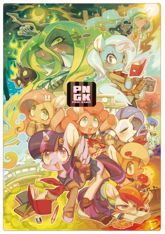twilight sparkle, fluttershy, rainbow dash, pinkie pie, rarity, and 7 more (my little pony and 1 more) drawn by rikose
