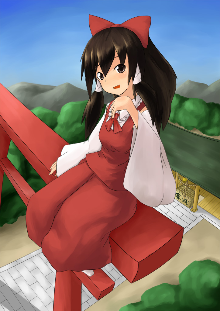 hakurei reimu (touhou) drawn by tetsuji