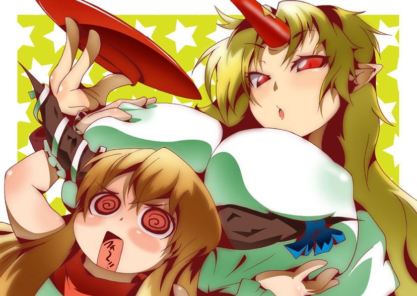ibuki suika and hoshiguma yuugi (touhou) drawn by toudori