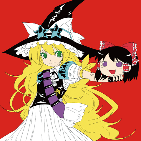 hakurei reimu and kirisame marisa (touhou and 2 more) drawn by kei_(keigarou)
