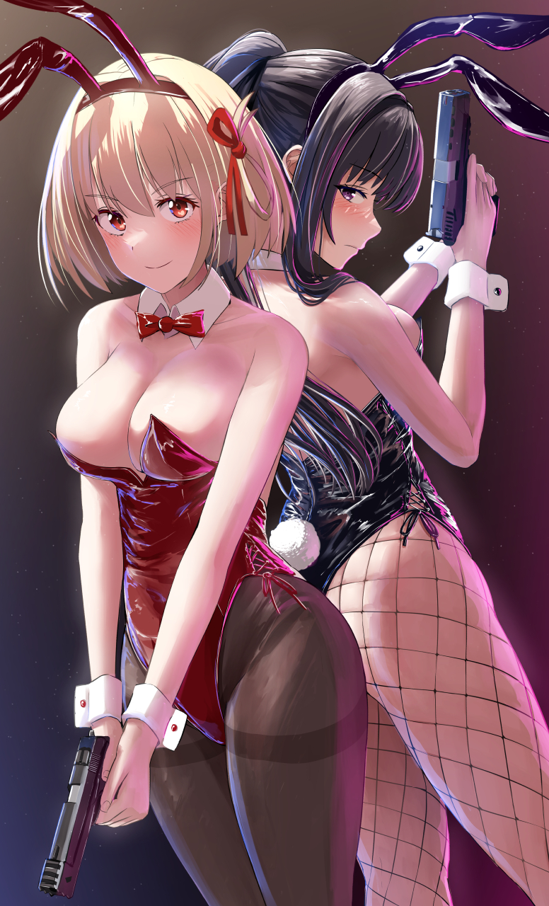 nishikigi chisato and inoue takina (lycoris recoil) drawn by silver_bullet_(ecc12_8)
