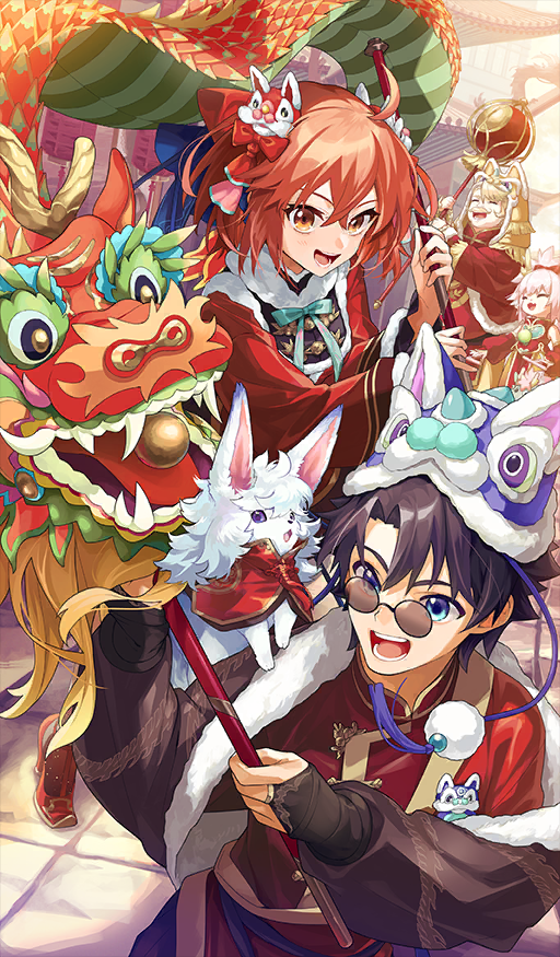 fujimaru ritsuka, fou, goredolf musik, eliza the nine-tattooed dragon, and shi jin (fate and 1 more) drawn by yoco_n_(lasengle)