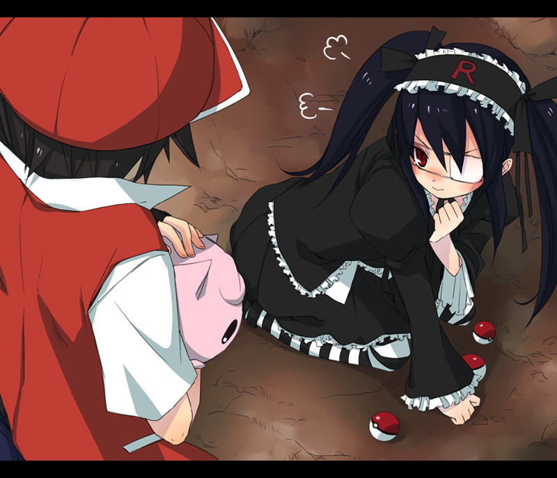red and jigglypuff (pokemon and 1 more) drawn by hidaka_ryou