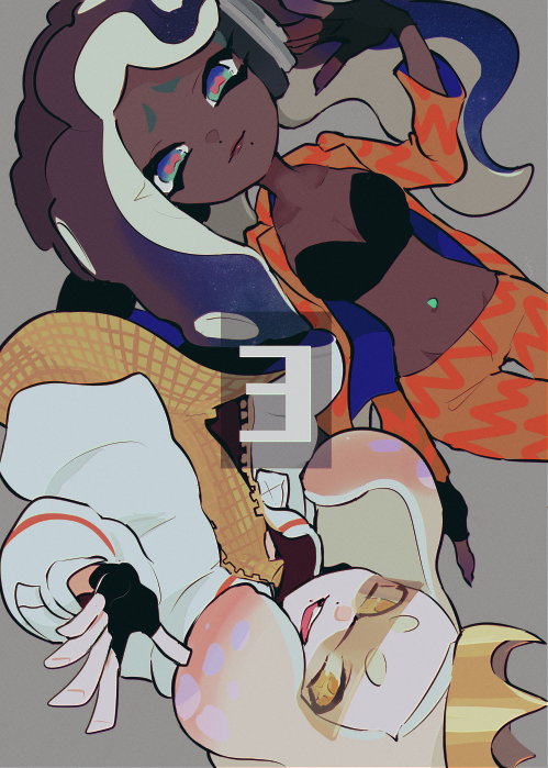marina and pearl (splatoon and 1 more) drawn by imaikuy0