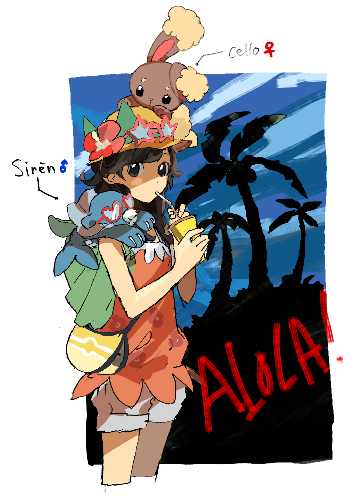 selene, popplio, and buneary (pokemon and 1 more) drawn by apios