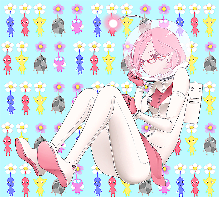 red pikmin, yellow pikmin, blue pikmin, winged pikmin, rock pikmin, and 1 more (pikmin and 1 more) drawn by tyobimiru