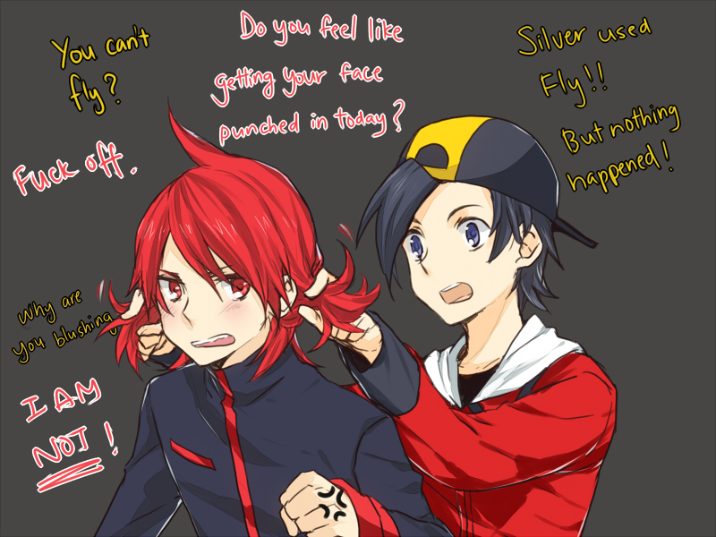 ethan and silver (pokemon and 1 more) drawn by cezaria