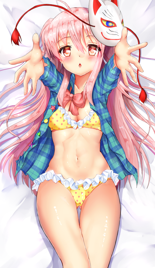 hata no kokoro (touhou) drawn by mogupuchi