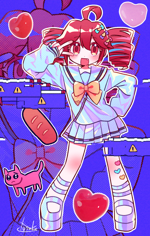 kasane teto, chouzetsusaikawa tenshi-chan, and pien cat (utau and 1 more) drawn by yuusuke-kun