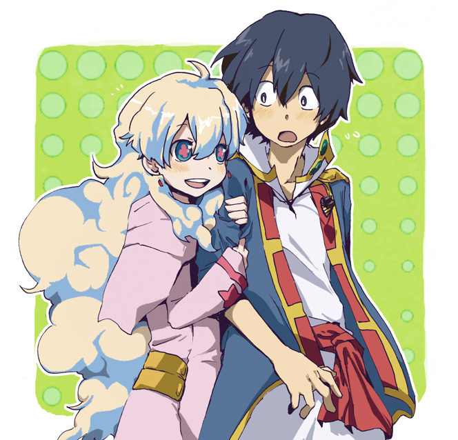nia teppelin and simon (tengen toppa gurren lagann) drawn by taraku