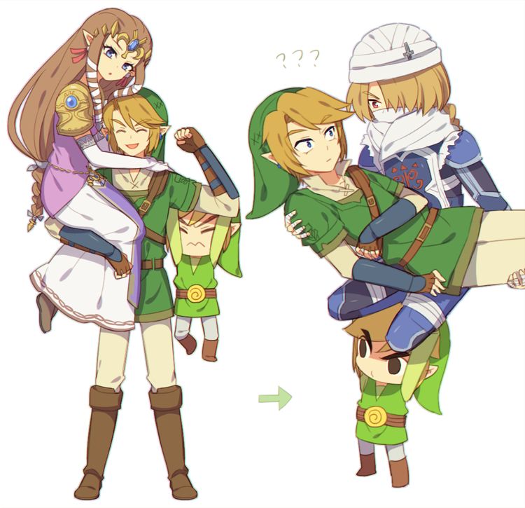 link, princess zelda, toon link, and sheik (the legend of zelda and 4 more) drawn by wusagi2