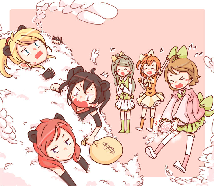 nishikino maki, yazawa nico, ayase eli, minami kotori, kosaka honoka, and 1 more (love live! and 1 more) drawn by friedbun