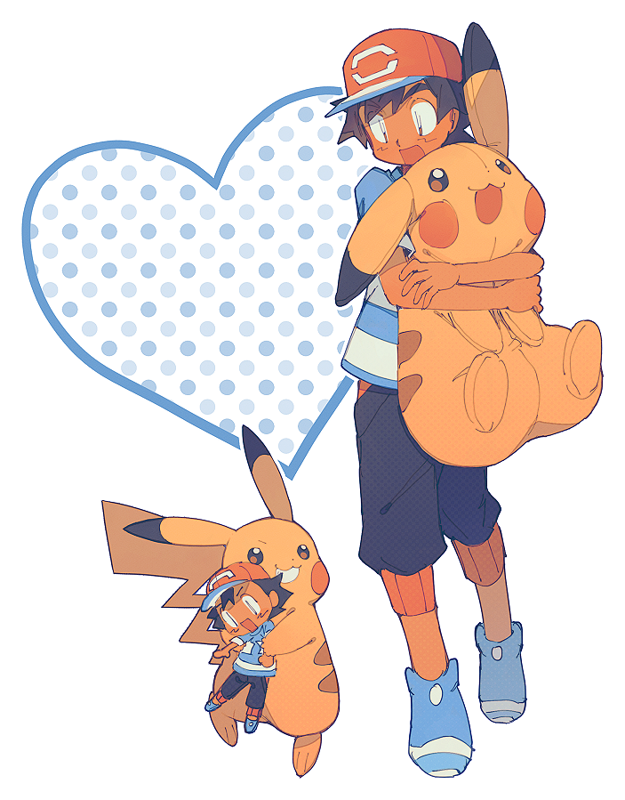 pikachu and ash ketchum (pokemon and 1 more) drawn by malan