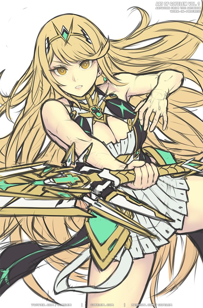mythra (xenoblade chronicles and 1 more) drawn by gofelem