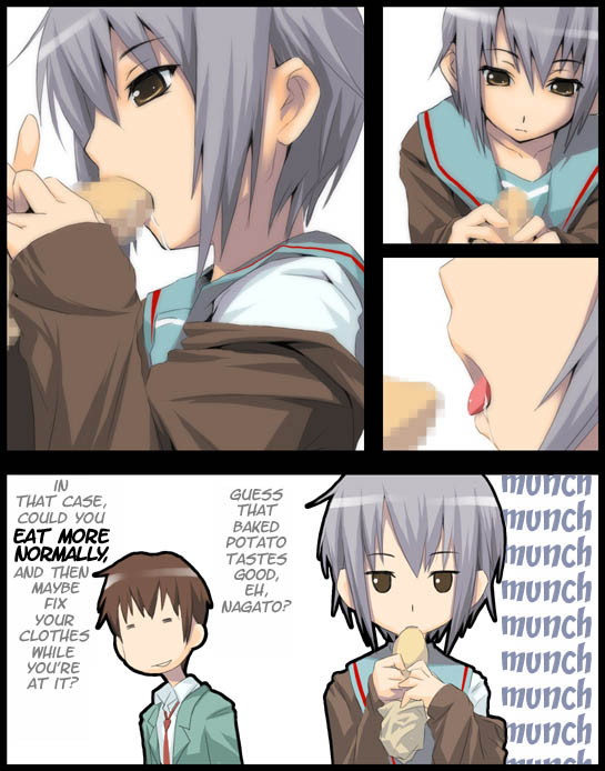 nagato yuki and kyon (suzumiya haruhi no yuuutsu) drawn by nilitsu
