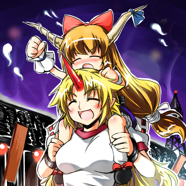 ibuki suika and hoshiguma yuugi (touhou) drawn by tajima_yuuki