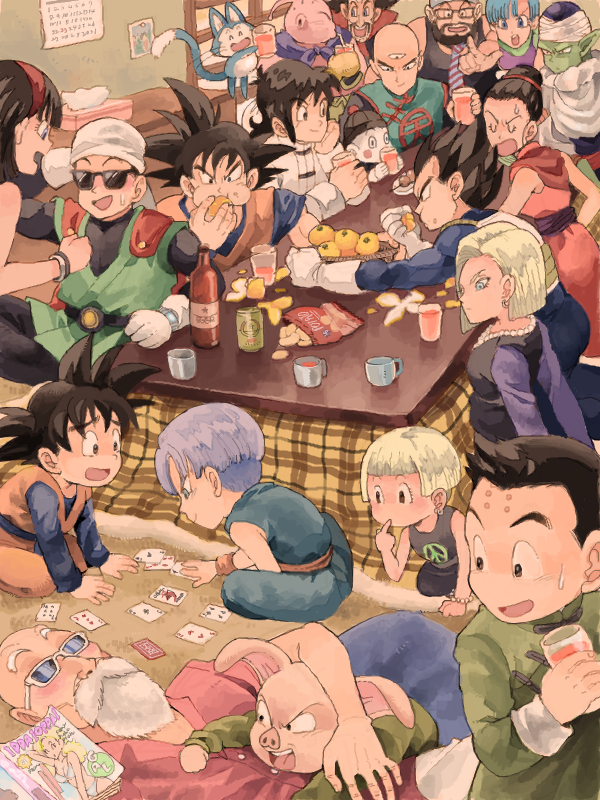 son goku, vegeta, android 18, bulma, son gohan, and 18 more (dragon ball and 1 more) drawn by johnny_(nana)