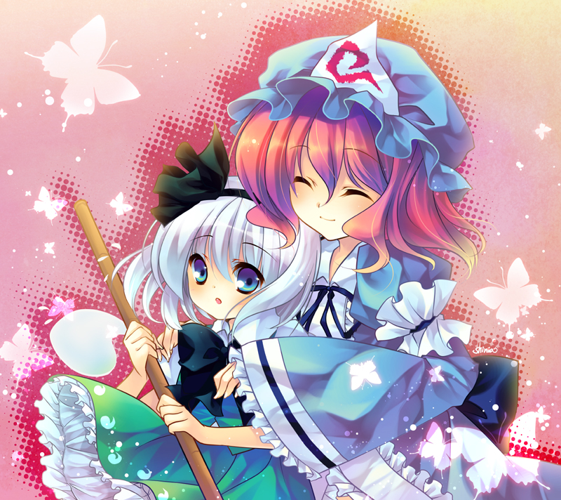 konpaku youmu and saigyouji yuyuko (touhou) drawn by shinia