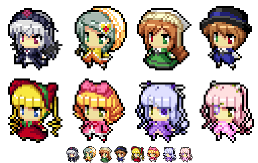 suigintou, shinku, suiseiseki, souseiseki, hinaichigo, and 3 more (touhou and 2 more) drawn by chopper_(mizuki_mitsuru)