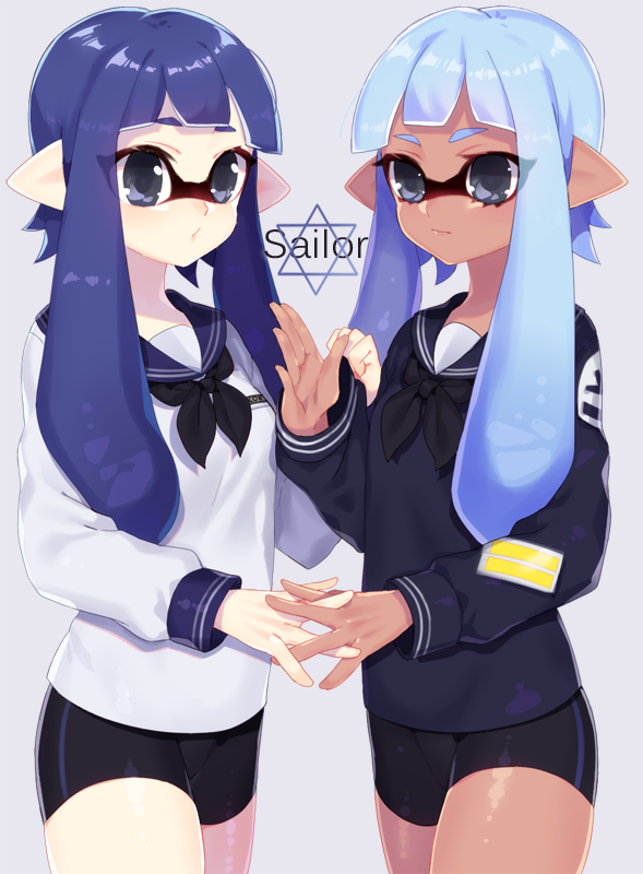 inkling player character and inkling girl (splatoon and 1 more) drawn by etsuo