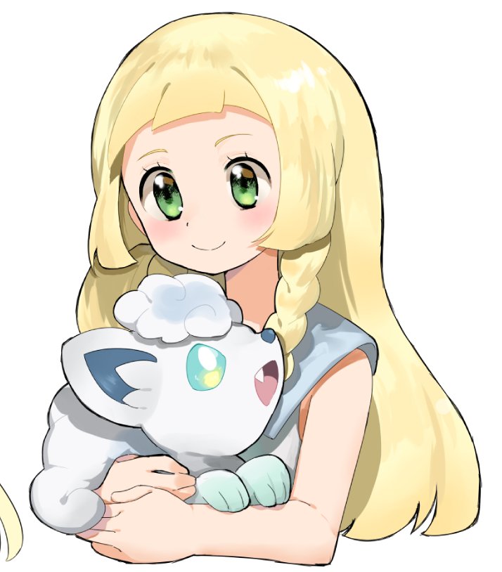 lillie and alolan vulpix (pokemon and 1 more) drawn by haru_yanagi_(nntiebiinkn)