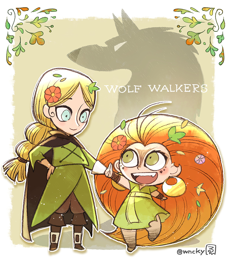 robyn goodfellowe and mebh og mactire (wolfwalkers) drawn by satoe_(wenocokoya)