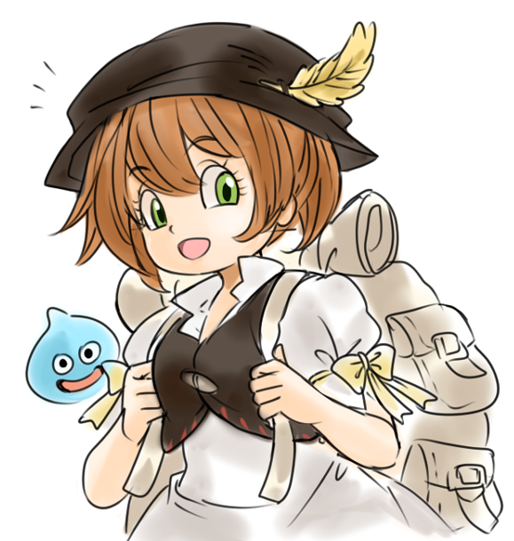 slime and tressa colzione (dragon quest and 3 more) drawn by aubz