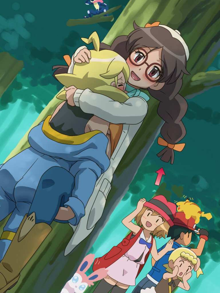 pikachu, ash ketchum, serena, greninja, bonnie, and 2 more (pokemon and 1 more) drawn by awa