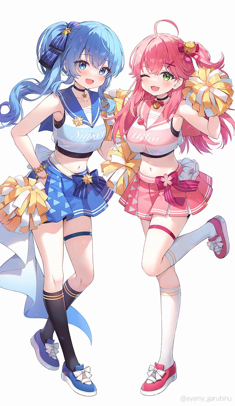 hoshimachi suisei and sakura miko (hololive) drawn by ayamy