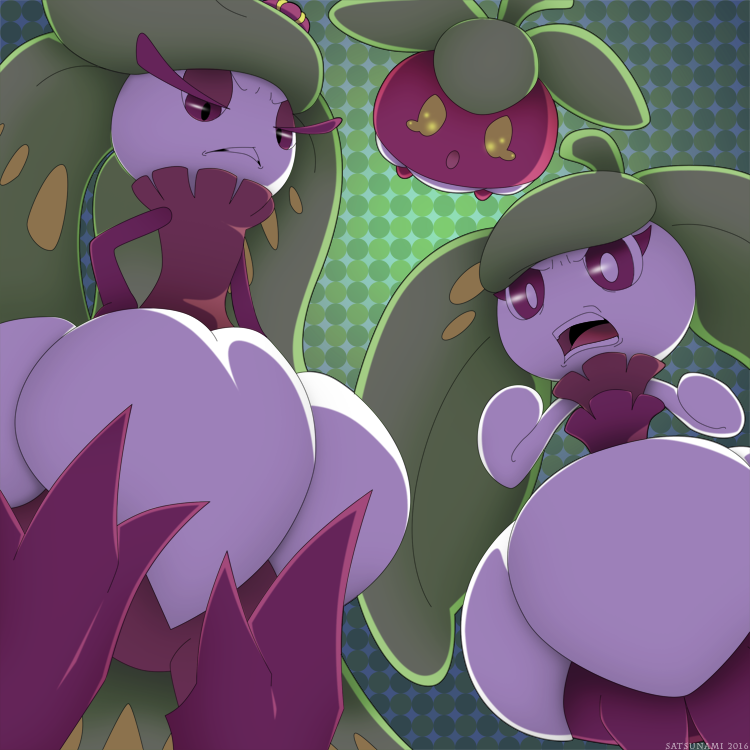 tsareena, bounsweet, and steenee (pokemon and 1 more) drawn by satsuarts