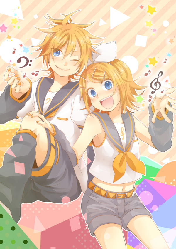 kagamine rin and kagamine len (vocaloid) drawn by suzumi_(fallxalice)