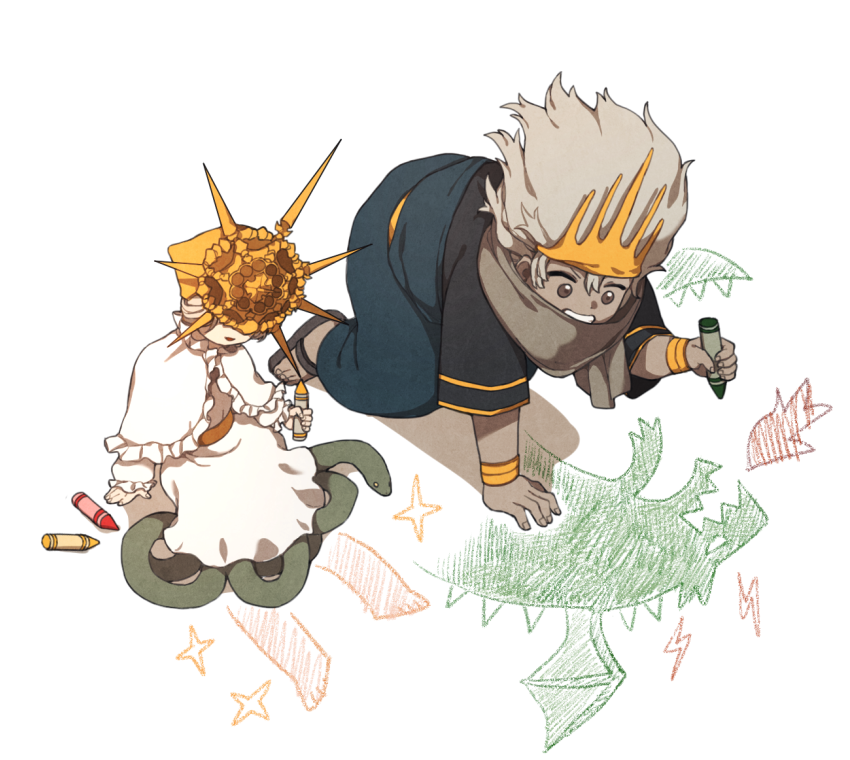 dark sun gwyndolin and nameless king (dark souls and 2 more) drawn by donar0217
