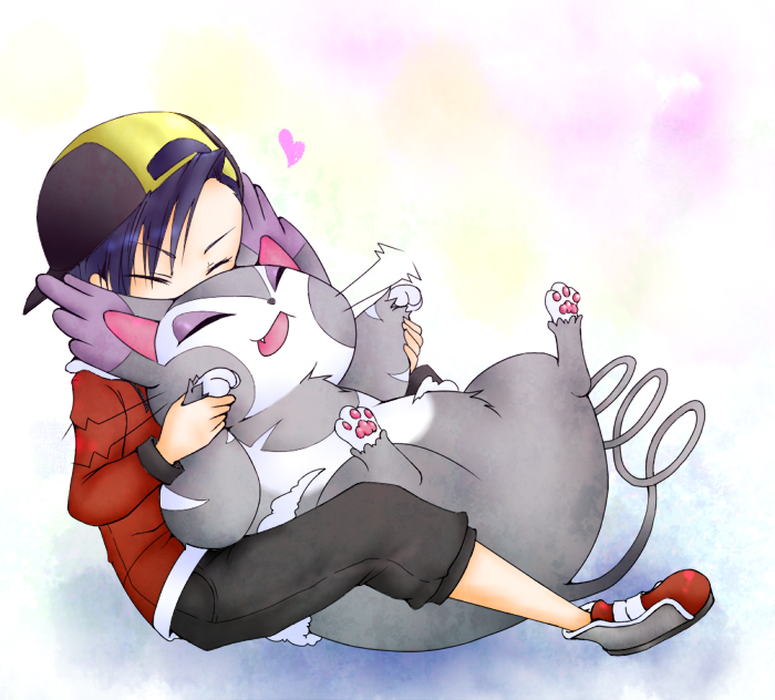 ethan and purugly (pokemon and 1 more) drawn by arani_(aranonituke)