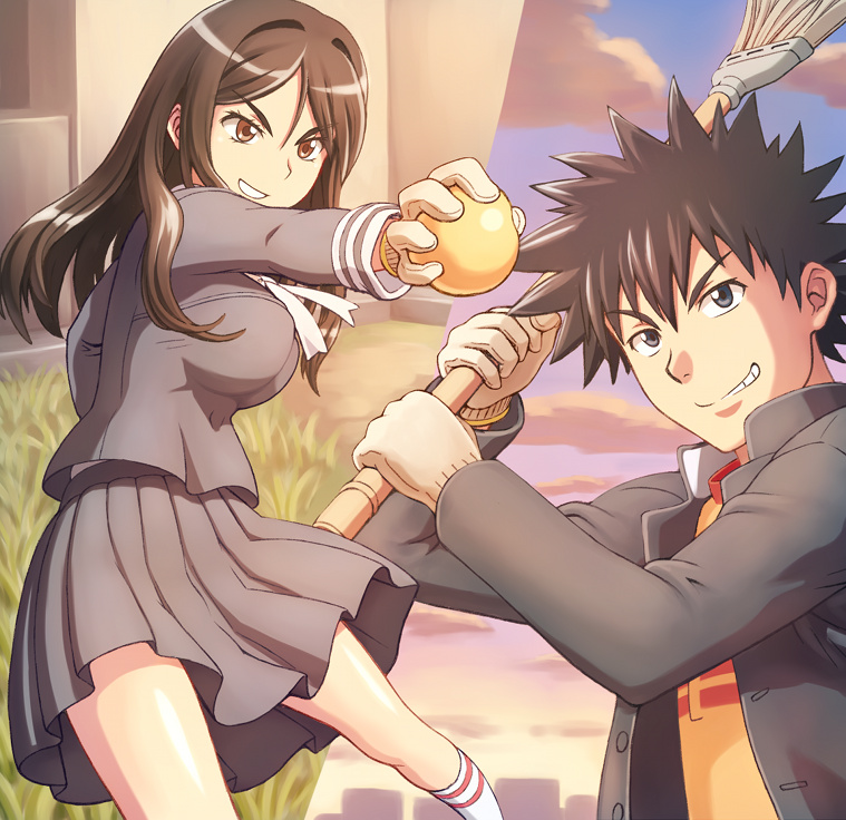 kamijou touma and fukiyose seiri (toaru majutsu no index and 1 more) drawn by jinrai_(owl12)