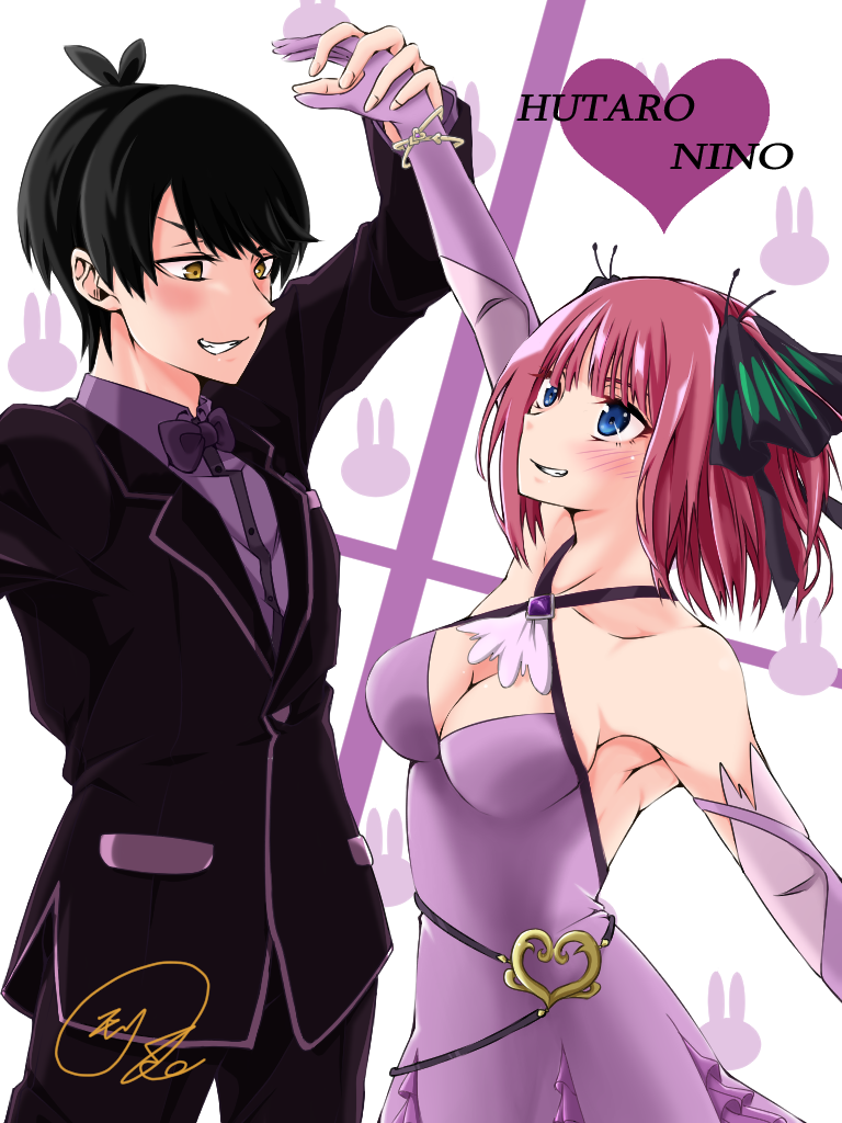 nakano nino and uesugi fuutarou (go-toubun no hanayome) drawn by maximum7010