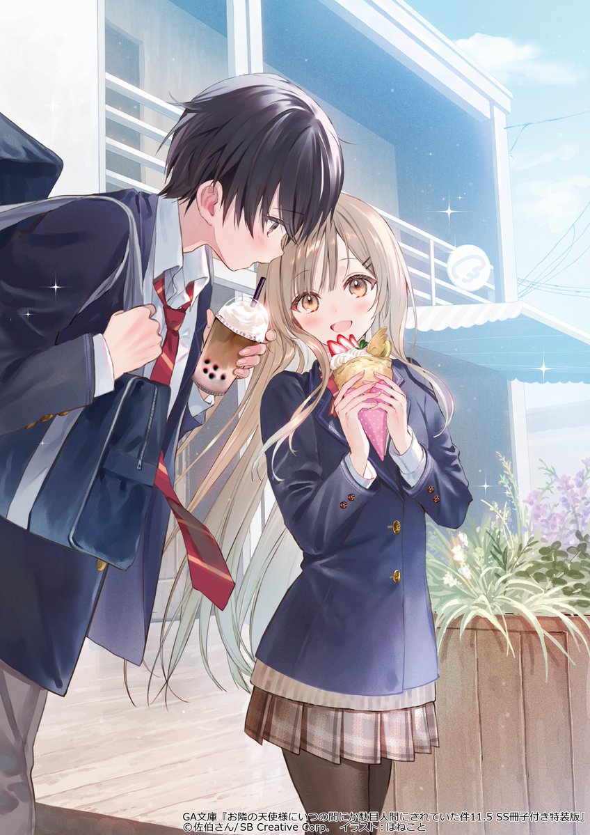 shiina mahiru and fujimiya amane (otonari no tenshi-sama ni itsu no mani ka dame ningen ni sarete ita ken) drawn by hanekoto