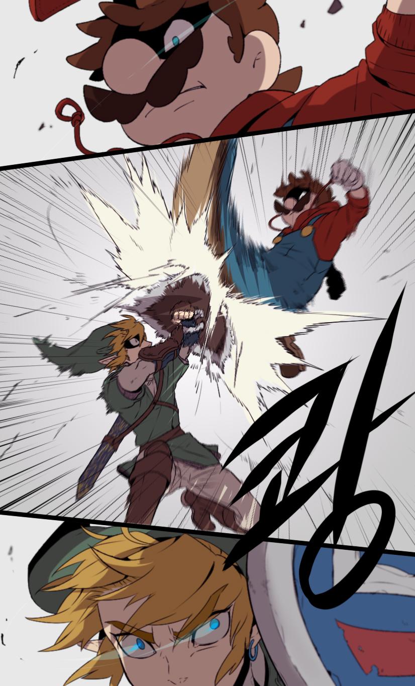 link and mario (the legend of zelda and 3 more) drawn by redlhzz