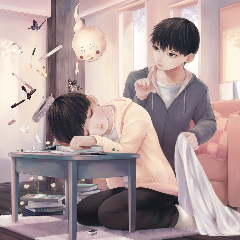 kageyama shigeo, ekubo, and kageyama ritsu (mob psycho 100) drawn by luvluv