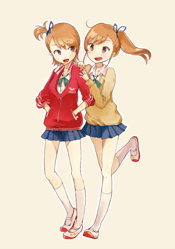 futami mami and futami ami (idolmaster and 1 more) drawn by tanaka_(colorcorn)