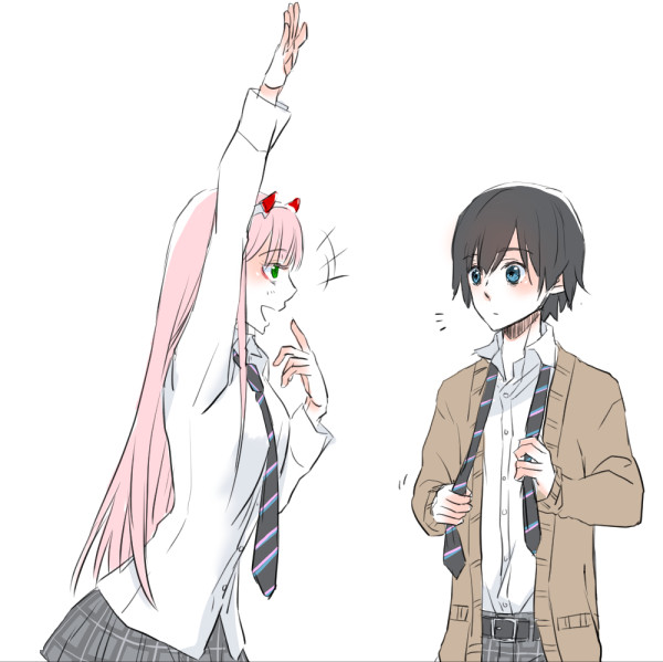 zero two and hiro (darling in the franxx) drawn by sakuragouti
