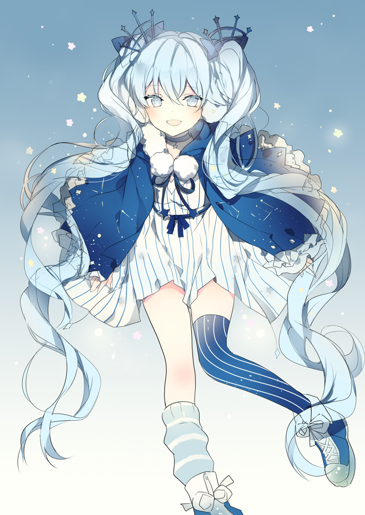 hatsune miku and fuyu no yoru miku (vocaloid) drawn by lpip