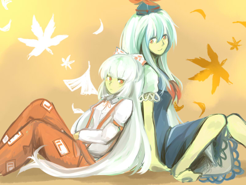 fujiwara no mokou and kamishirasawa keine (touhou) drawn by pakuchii