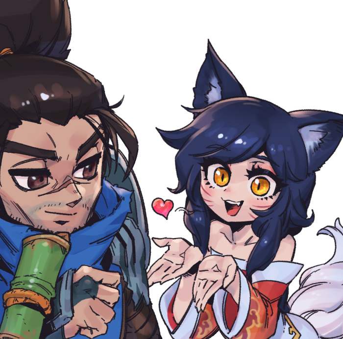 ahri and yasuo (league of legends) drawn by phantom_ix_row