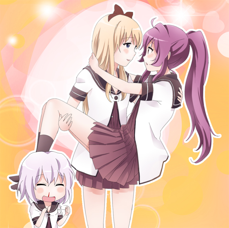 toshinou kyouko, sugiura ayano, and ikeda chitose (yuruyuri) drawn by kamiki_uutarou