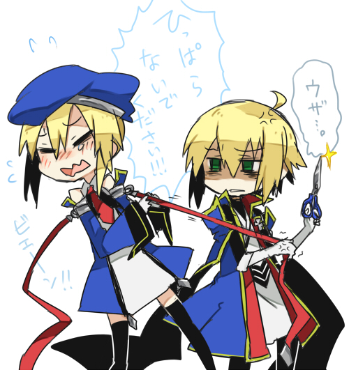 noel vermillion and jin kisaragi (blazblue) drawn by rate_(aok1)