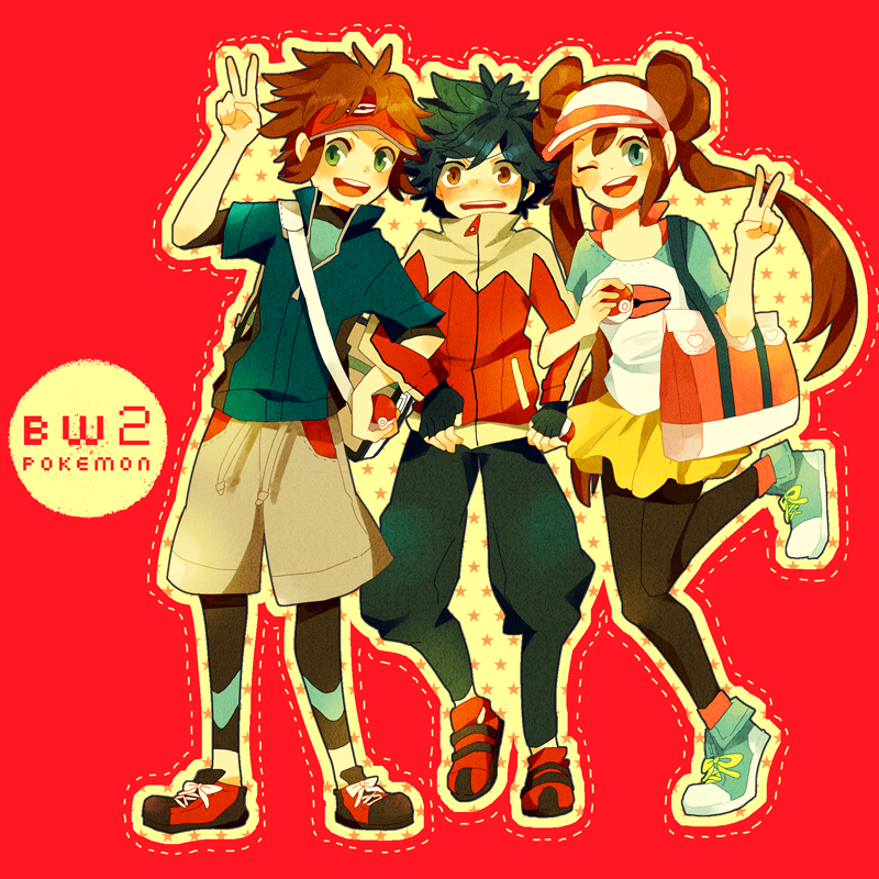 rosa, nate, and hugh (pokemon and 1 more) drawn by conoha