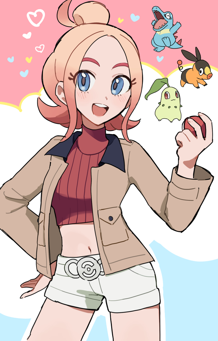 tepig, chikorita, totodile, and taunie (pokemon and 1 more) drawn by kuru_(4rfw7)