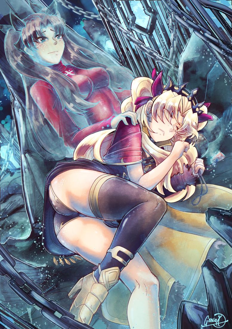 tohsaka rin and ereshkigal (fate and 1 more) drawn by gensox
