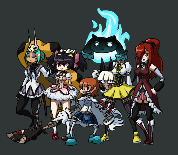 akemi homura, kaname madoka, miki sayaka, sakura kyoko, tomoe mami, and 13 more (mahou shoujo madoka magica and 1 more) drawn by hauntedstardust