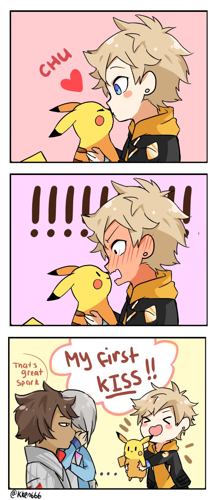 pikachu, spark, candela, and blanche (pokemon and 1 more) drawn by kkyan_(kken666)